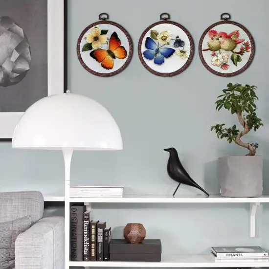 joybest 4 Pieces 6 Inch Round Embroidery Hoops Display Frame Circle, Cross Stitch Hoop Ring Imitated Wood Embroidery Kits for Art Craft Sewing and Christmas Ornaments {2}