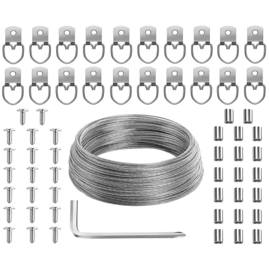 Mr. Pen- Picture Hanging Wire Kit, 100Ft Picture Wire Hanging, D Rings Picture Hanging, Picture Frame Hanging Kit, Picture Frame Wire, Wall Hanging Kit, Wire for Hanging Pictures, Painting Hanging Kit {1}
