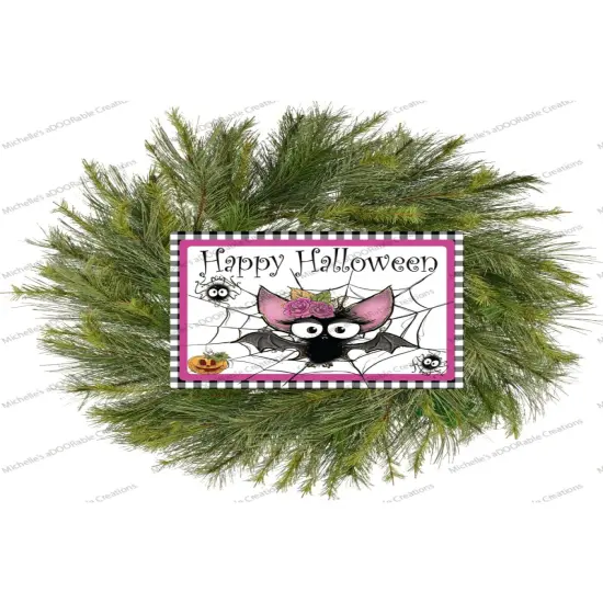 10" Waterproof Happy Halloween Bat Sign {2}