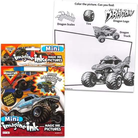 Monster Jam and Hot Wheels Magic Ink Coloring Book Set {2}