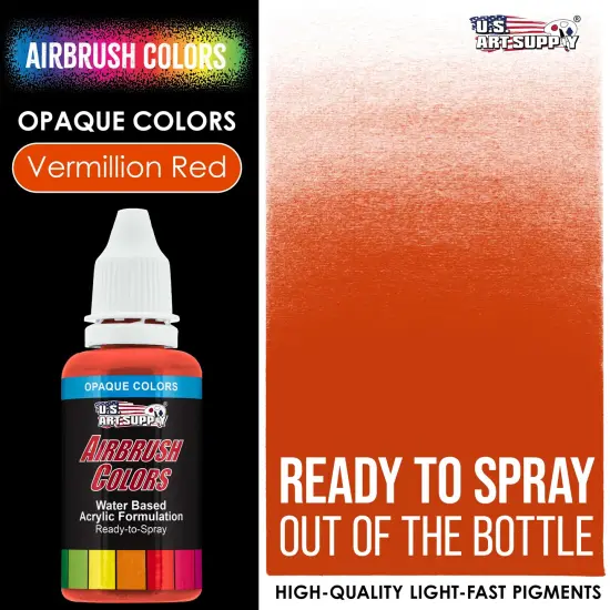Vermillion Red, Opaque Acrylic Airbrush Paint, 1 oz. {2}