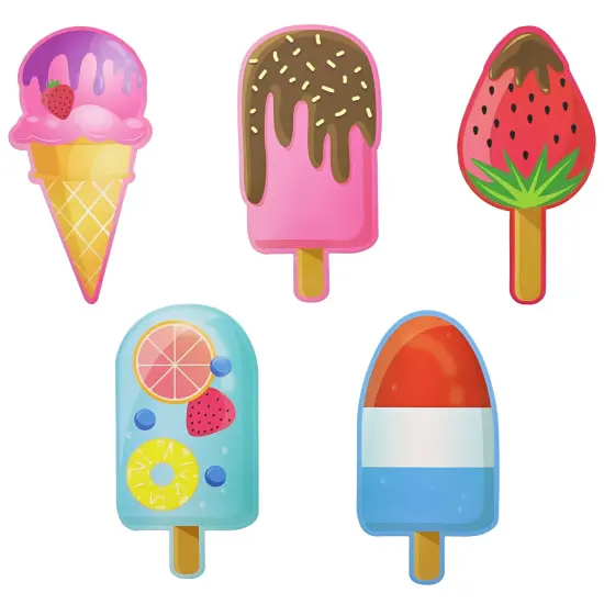 120-Pack Bulk Ice Cream Bookmarks for Classroom Supplies, Student Appreciation - Popsicle, Cone, and Fruit-Filled Bar Designs 6 in, Ages 3-14 Multicolor {7}