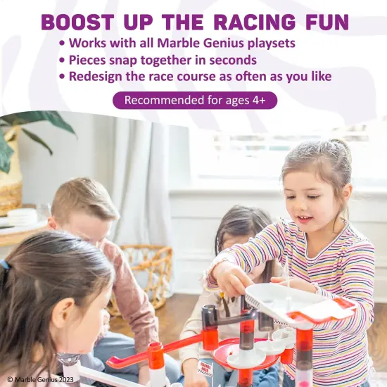 Marble Genius Marble Racing Booster Set - 10 Pieces Total (Marbles Not Included), Construction Building Blocks Toys for Ages 3-14, With Instruction App Access, Add-On Set {4}