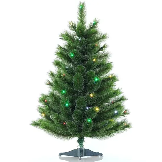 Christmas Tree Tabletop Siberian Spruce Color+Clear LED Battery Operated - HOLIDAY TREE {3}