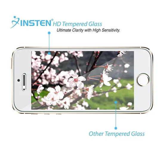 Insten Tempered Glass Screen Protector LCD Guard for iPhone SE 2016 5 5S 5C (NOT for iPhone SE 2020) Red {4}