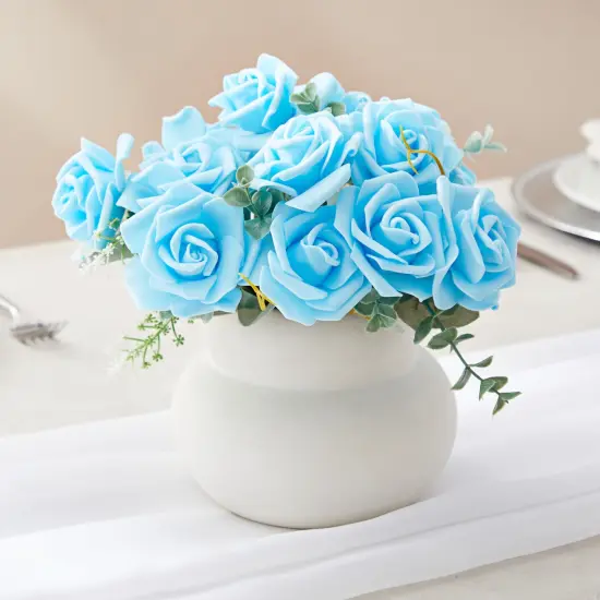Juvale 100 Pack Light Blue Artificial Flowers - 3 Inches, Fake Carnations for Wedding, Bridal Shower & Valentine's Day Decorations, Arts and Crafts {4}