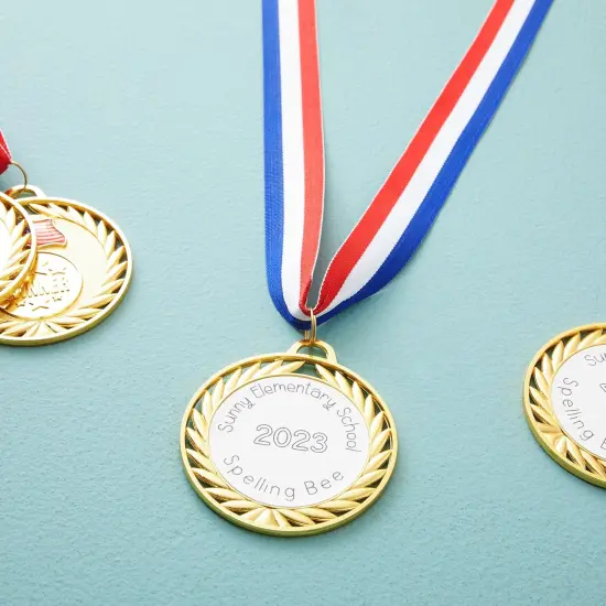 12-Pack Gold Winner Medals for All Ages, Participation Awards with American Flag, 15.5-Inch Red, White, and Blue Ribbon for Sports, Tournaments, Competitions, Heavy-Duty (Metal, 2.75 in) {5}