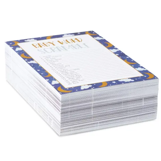 Set of 5 Baby Shower Games for 50 Guests, Over The Moon, Twinkle Twinkle Little Star Bingo (251 Total Pieces) {7}