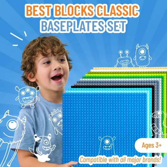 Strictly Briks Large Classic Stackable Baseplates, Building Bricks For Towers, Shelves, and More, 100% Compatible with All Major Brands, Nature Colors, 12 Pack, 10x10 Inches Brown {2}