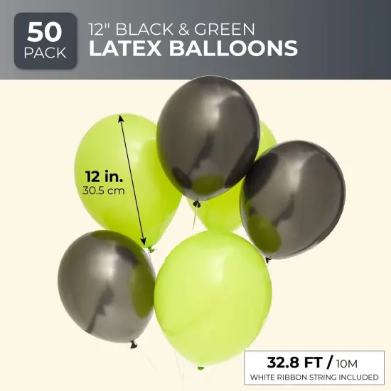 Black and Lime Green Latex Party Balloons (12 In, 50 Pack) Multicolor {2}
