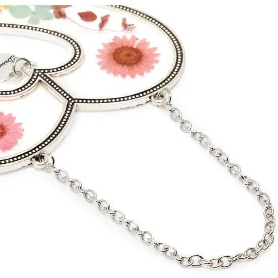 Metal Hanging Heart Suncatcher with Pressed Flowers for Window and Home Decor, 4.5 x 8.25 in. Pink {4}