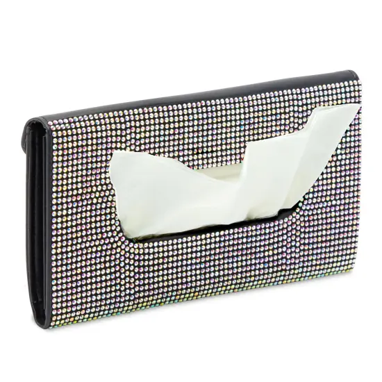 Sparkly Black Sun Visor Tissue Holder for Car, 12 Bags of Refill Tissues, 24 Sheets Each {6}