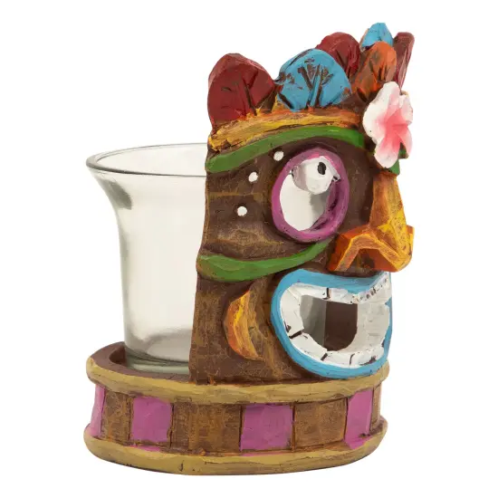Northlight Floral Tiki Mask Tea Light Candle Holder - 4.5" - Multicolor {7}