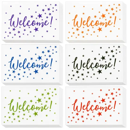 36 Pack Bulk Welcome Cards with Envelopes for Guests, Employees, Business, Star Pattern Design, Blank Interior (4x6 In) White {1}