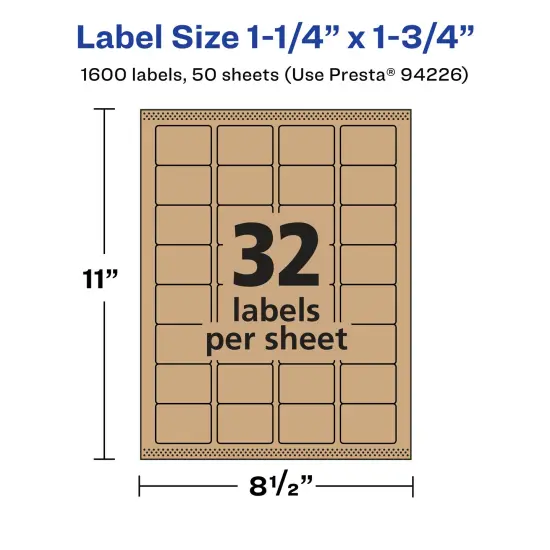 Avery Kraft Brown Rectangle Labels with Sure Feed, 1.25" x 1.75" {5}