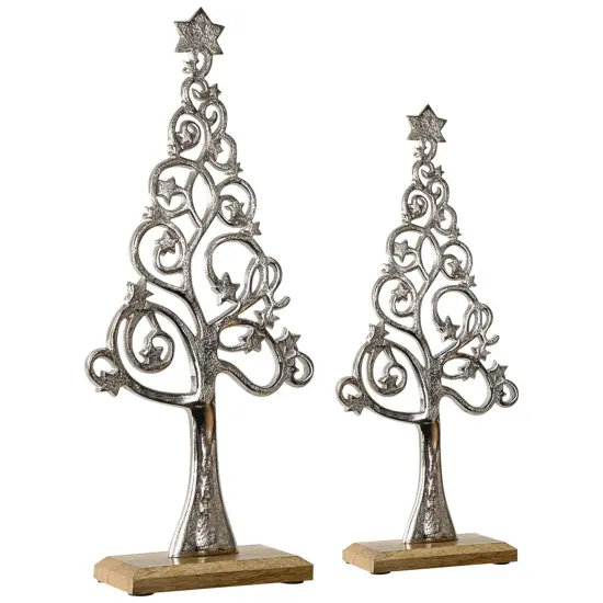 Northlight Starry Trees Metal Christmas Decorations - 18.5" - Silver - Set of 2 {4}