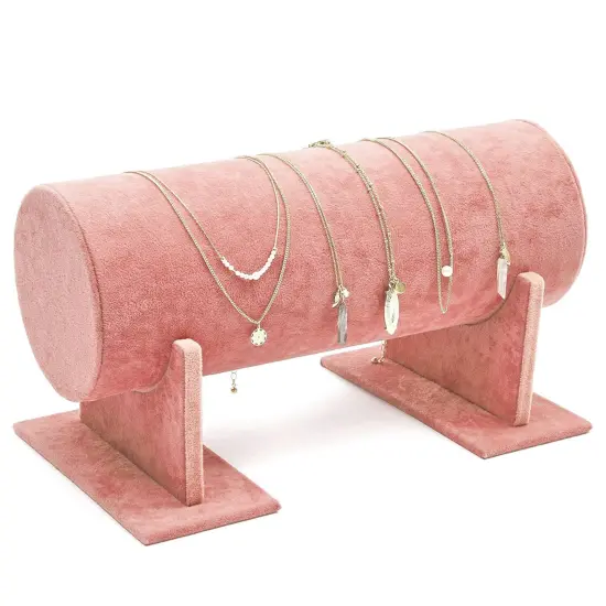 Headband Holder Organizer for Girls and Women, Pink Velvet Display Stand and Storage for Hair Tie Accessories, Bracelets 12.2 x 6.5 x 6.7" {4}