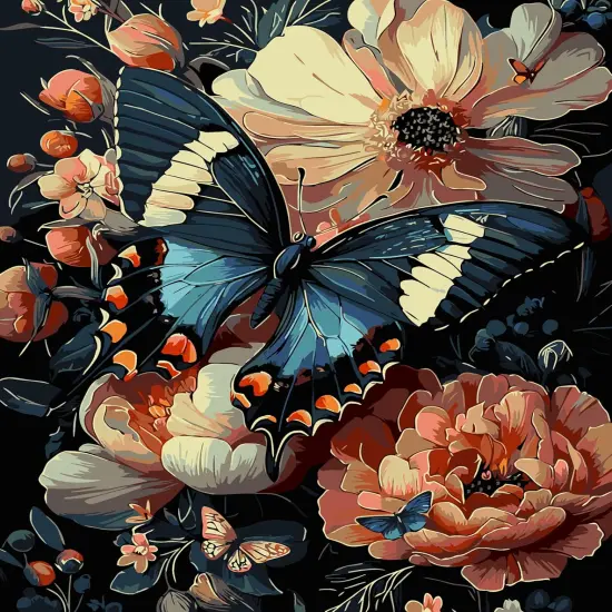 Paint by Numbers for Adults Beginner, Flowers Butterfly DIY Paint by Numbers ,Adult Paint by Number Kits on Canvas for Home Decor Gift 16x20 Inch（Without Frame） {1}