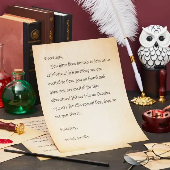 96 Piece Stationary Set for Writing Letters - 48 Pack Vintage Style Stationery Paper and Envelopes Set - Party Invitations, Scrapbooking, Penpal, Calligraphy (8.5x11 Inches) Brown {3}