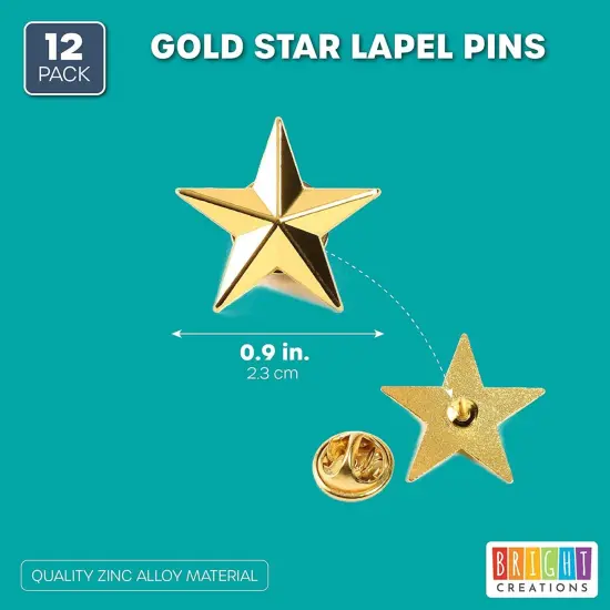 Gold Point Star Lapel Pins, Enamel Pin Set (1 in, 12 Pack) {2}