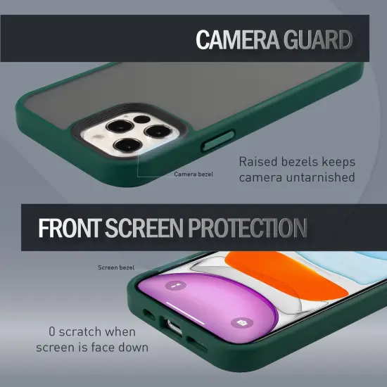 Insten Case Compatible With iPhone 12 Pro Max Case 6.7 inch, Translucent Matte Hybrid Hard Back Flexible TPU Bumper, Anti-Shatter Anti-shock Drop Protection, Wireless Charging, Dark Green {4}