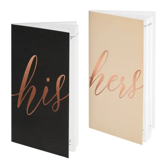 6-Pieces Wedding Vow Books, His and Hers Cards with Envelopes for Bridal Shower, Ceremony, Officiant, Engagement Gifts, Rose Gold Foil Design, 30 Pages Each {5}