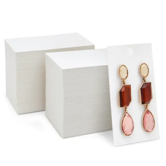 White Earring Display Cards, 200-Pack Hanging Earring Cards for Selling, Packaging, Storage, 500 GSM Thick and Sturdy Paper Material, Jewelry Holders (3.5x2 in) {1}