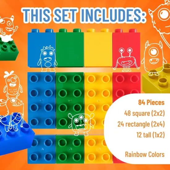 Strictly Briks Toy Large Building Blocks For Kids and Toddlers, Big Bricks Set For Ages 3-14, 100% Compatible with All Major Brands, Blue, Green Red and Yellow, 84 Pieces Multicolor {3}