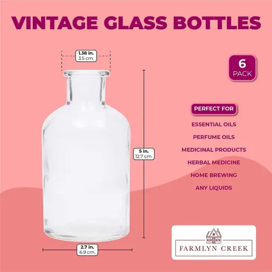 Small Clear Vases for Centerpieces, Glass Propagation Jars for Stems, Flower Buds, Apothecary Style Home D&eacute;cor (2.8x5 In), 6-Pack {5}