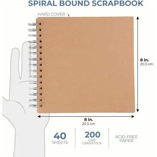 Juvale 80 Pages Hardcover Kraft Scrapbook Albums, Multi-Purpose Brown Paper Notebook for Arts and Crafts, Blank Page Journal for Scrapbooking, Crafting, Creating Artworks and Journaling (8x8 Inches) {5}