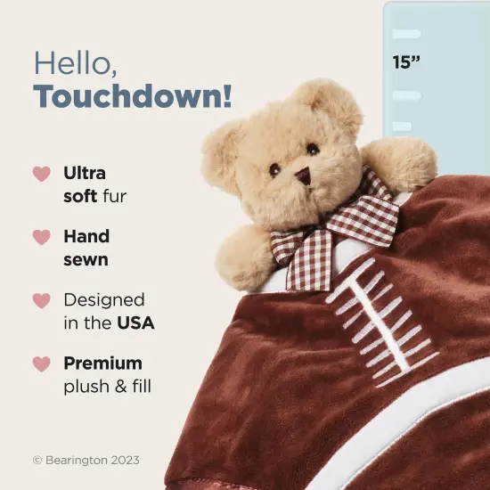 Bearington Baby Touchdown Snuggler, 15 Inch Football Plush Stuffed Animal Teddy Bear Security Blanket Lovey for Babies, For Ages 0-3 Brown {2}