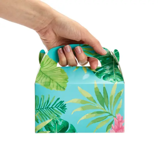 Treat Boxes - 24-Pack Paper Party Favor Boxes, Tropical Floral Design for Birthdays and Events, 6 x 3 x 3 inches Blue {5}