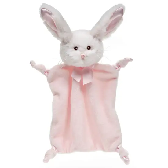 Bearington Baby Wee Cottontail, 8 x 7 Inch Small Bunny Stuffed Animal, Security Blanket for Babies, Pink Bunny Lovey For Baby Girl {1}