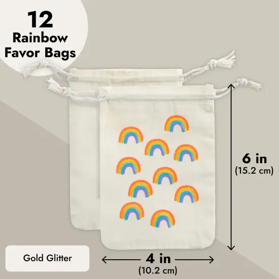 12-Pack Rainbow Party Favor Bags, 4 x 6 In&mdash;Colorful Gift Bags Perfect for Birthday Goodies, Treats, and Rainbow-Themed Party Celebrations, For Ages 3+ {3}