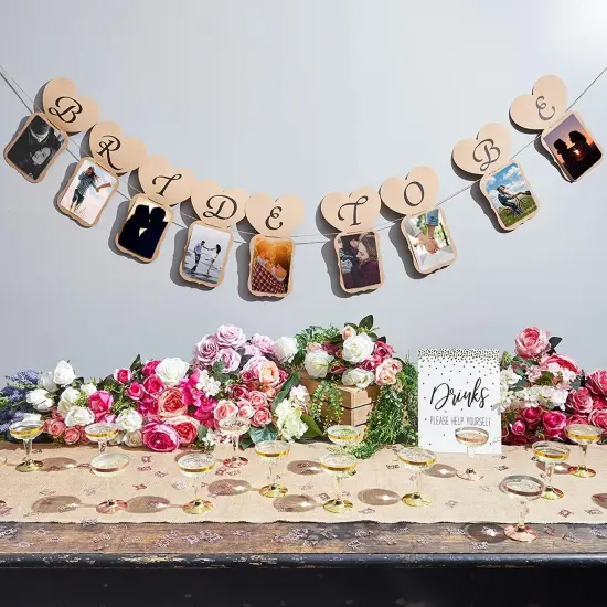 Bride to Be Photo Banner for Bridal Shower or Engagement (7.5"L x 13.25"W) Brown {3}