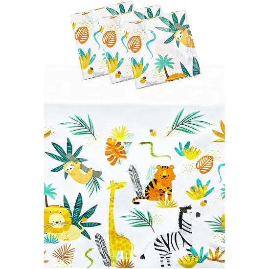 Safari Tablecloths for Birthday Party Decorations (54 x 108 in, 3 Pack) Yellow {1}