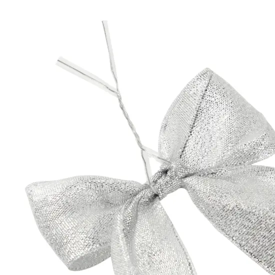 Bright Creations 36 Pack Mini Silver Bows with Twist Ties, 4x3 Inch Premade Organza Bows, Elegant Silver Bows for Treat Bags, Baked Goods, Goodie Bags, and Gift Wrapping {7}