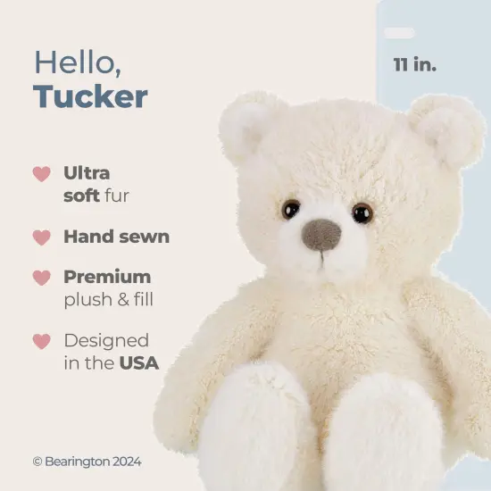 Bearington Tucker Off White Plush Teddy Bear Stuffed Animal, 11 Inch, For Ages 1-14 {2}
