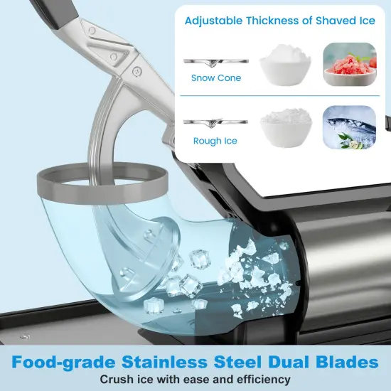 10 Gallon Storage Ice Crusher with Stainless Steel Dual Blades and Waterproof Safety Switch Black {4}
