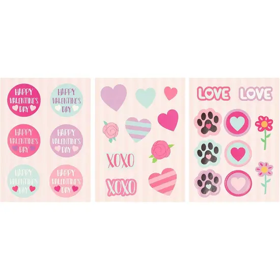 36 Pack Cute Heart Shaped Animal Valentine's Day Cards with Envelopes and Stickers, 6 Assorted Designs, 3.25 x 4.5 Inch, Kids Blank Notecards for Classroom Exchange Gift, Ages 3-14 Multicolor {7}