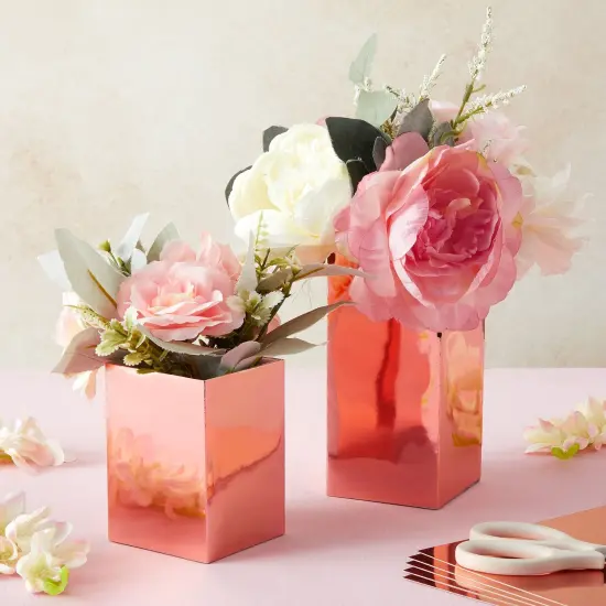 50 Pack Metallic Rose Gold Cardstock Sheets for Arts and Crafts, Single-Sided (8.5 x 11 In) Pink {2}