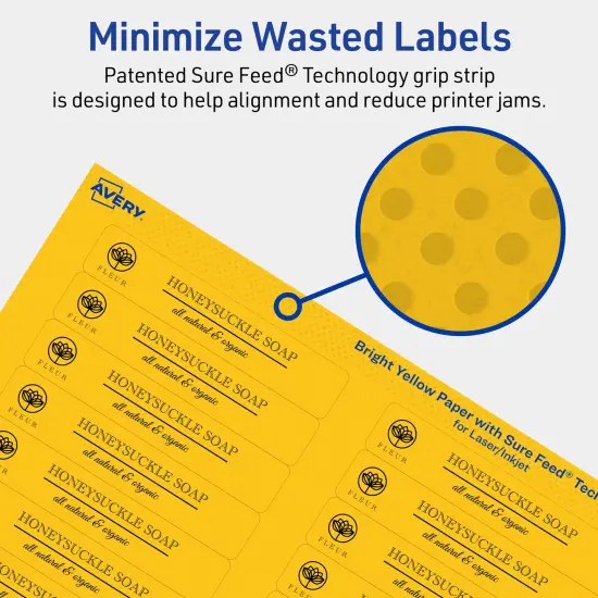 Avery Bright Yellow Paper Labels, 2/3" x 3-7/16" Rectangle {4}