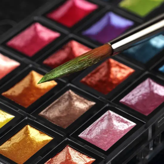 SoHo Urban Artist Mini Pan Metallic Watercolor Set of 24 &ndash; Luminous Shimmering Mini Pans, Professional Watercolor Paint Set in Clear Plastic Case, Semi-Moist Watercolor Pans for Easy Color Lift {4}