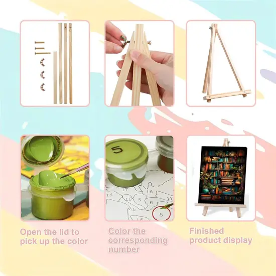 Paint by Numbers for Adults with Framed Canvas-with Wooden Easel,Paint by Numbers Kits Framed Canvas,DIY Acrylic Oil Painting Kits with Brushes Nice Gift Box for Home Wall Decor(12x16 Inch) {4}