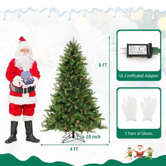 Costway 6 FT Pre-Lit Christmas Tree 3-Minute Quick Shape with Quick Power Connector Timer {3}
