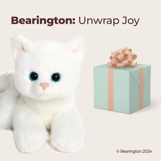 Bearington Lil' Muffin Small Plush Stuffed Animal White Cat, Kitten 8 inch, For Ages 3-14 {5}