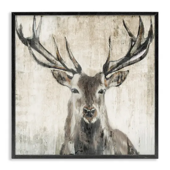 Stupell Industries Rustic Deer Elk Wildlife Portrait Framed Giclee Art Gray Frame {7}