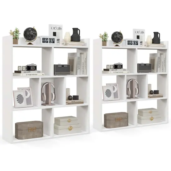 Costway 1/2 PCS 7-cube Bookcase Open Storage Shelf with Anti-tipping Kits for Living Room White/Black/Natural {8}