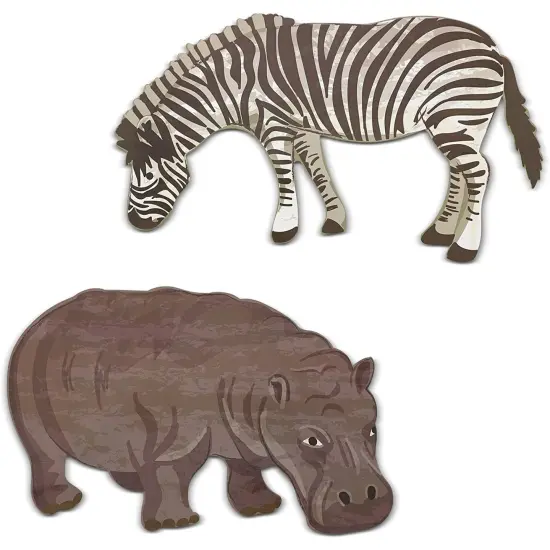 12 Count Jungle Animal Safari Paper Cutouts for Crafts, Home Party School Decoration, 7.8x6.5 inches to 16.3x7 inches, For Ages 3+ Multicolor {4}