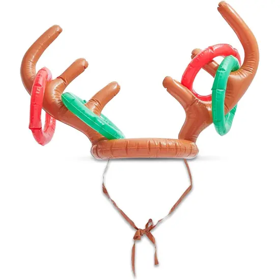 Blue Panda 2 Pack Christmas Inflatable Reindeer Antler Ring Toss Party Game, Fun Festive Party Activity for Xmas Winter Holiday Celebration Gathering, Christmas Party Game Multicolor {5}